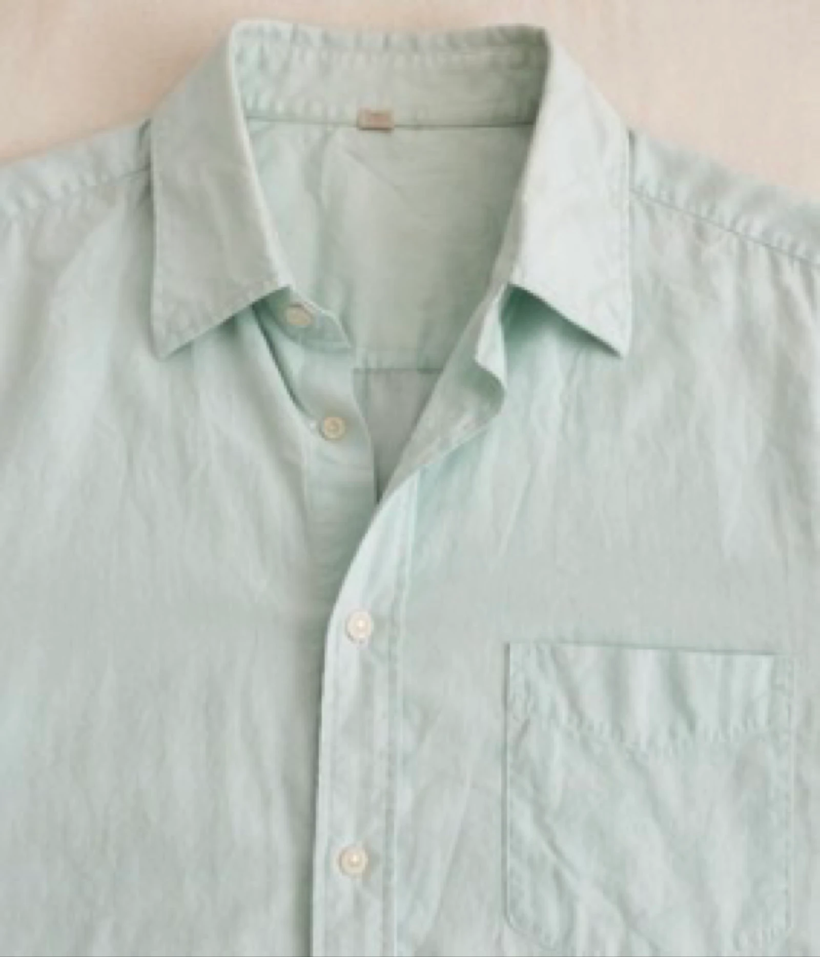 Light green short-sleeved shirt size 41/42 classic cut with chest pocket – photo 4